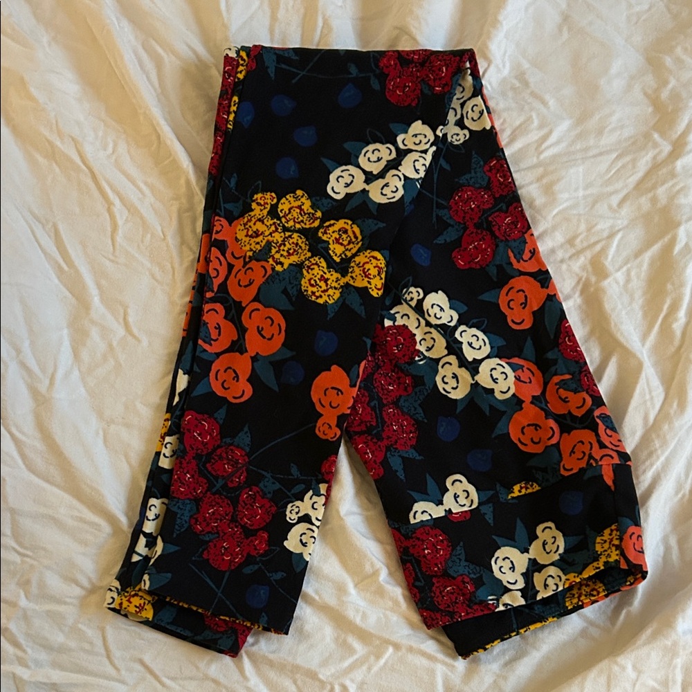 LuLaRoe Floral bunches Leggings - Black, Red, Orange, Yellow